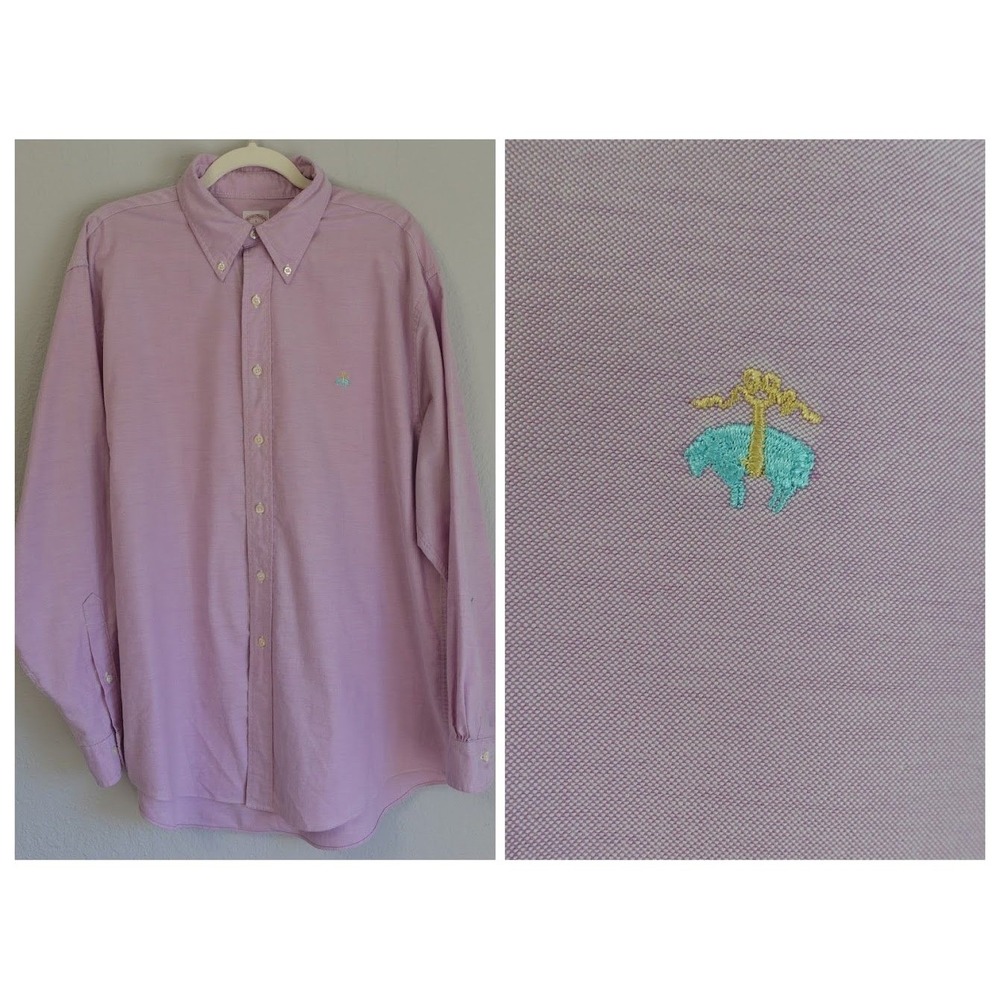 Brooks Brothers Button Down Mens Lavender Pink Original Polo Shirt‎ Pastel Large